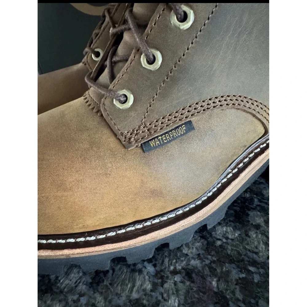 Chippewa Mens Waterproof Leather Logger Work Boots Brown Vibram Sole New 12 EEE